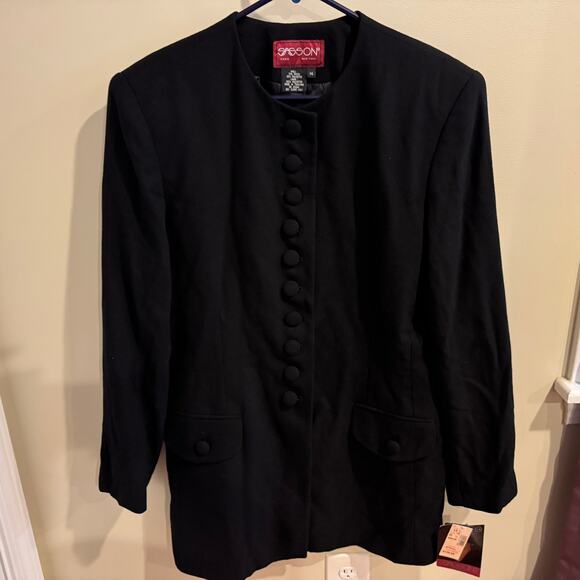 Vintage Sasson Black  Button Front Blazer NWT Size 14 - Picture 5 of 7